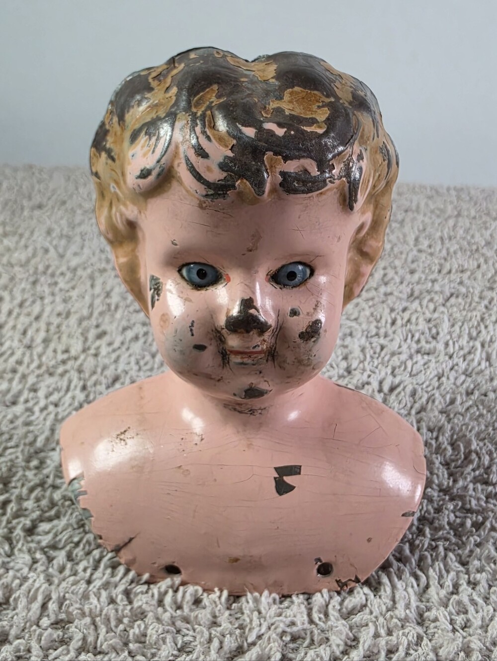 Antique German Minerva Tin Doll Head By Buschow & Beck 3.5 Inches Tall